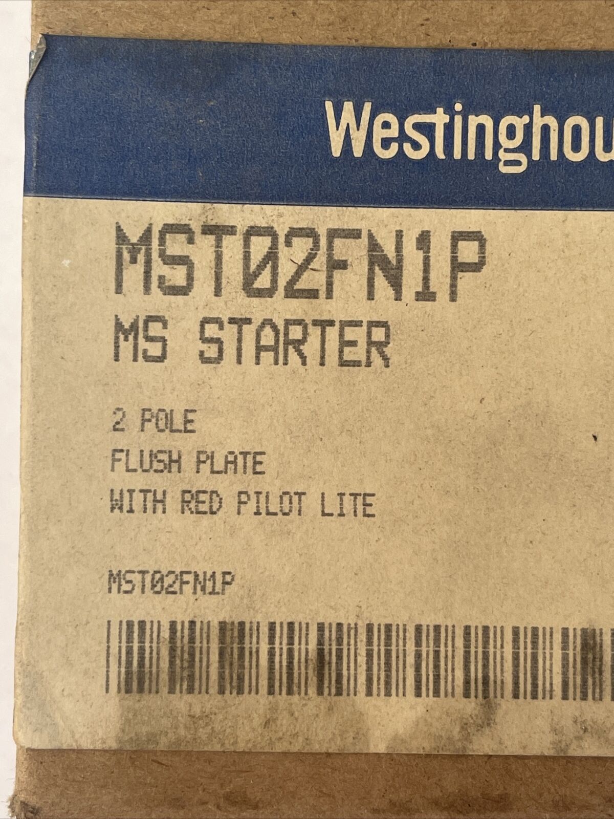 WESTINGHOUSE MST02FN1P MANUAL STARTER SWITCH 2 POLE 1HP 115-230V FLUSH PLATE RED