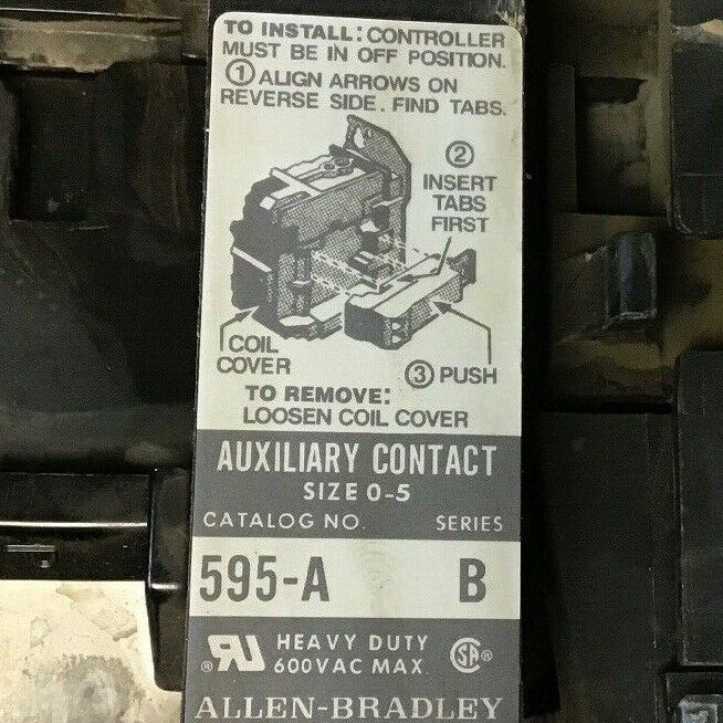 ALLEN BRADLEY 509-B0D SER.B SIZE 1 STARTER 10HP 575V 3-5POLE 27AMP W29 HEATERS
