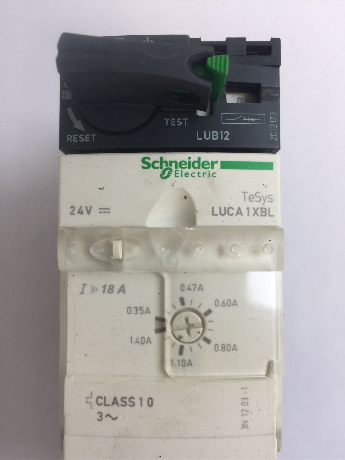 SCHNEIDER LUB12 MOTOR STARTER 600VAC 12A 10HP LUCA1XBL CONTROL UNIT 24VDC