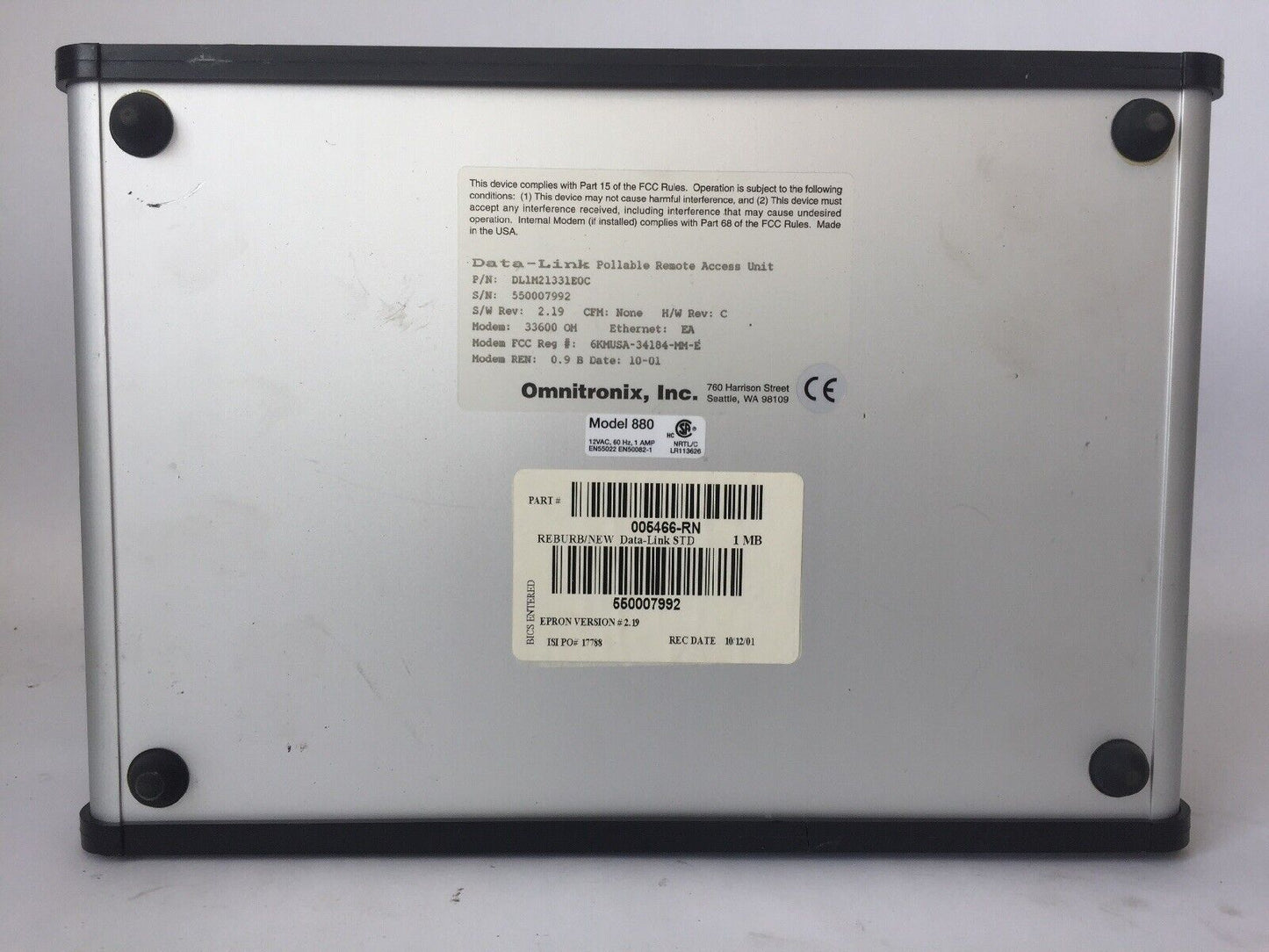 OMNITRONIX 880 DATA LINK POLLABLE REMOTE ACCESS UNIT