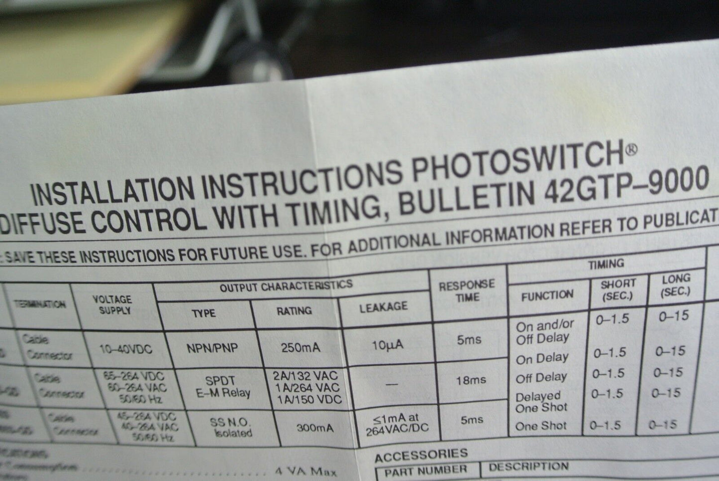 ALLEN-BRADLEY 42GTP-9003 PHOTOSWITCH DIFFUSE TIME DELAY CONTROL - NEW SURPLUS