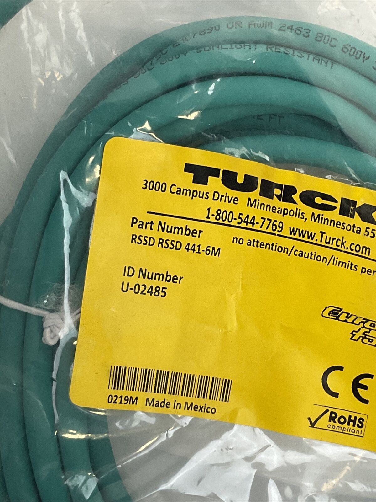 TURCK RSSD RSSD 441-6M CORDSET ETHERNET EXTENSION CABLE 6 METERS