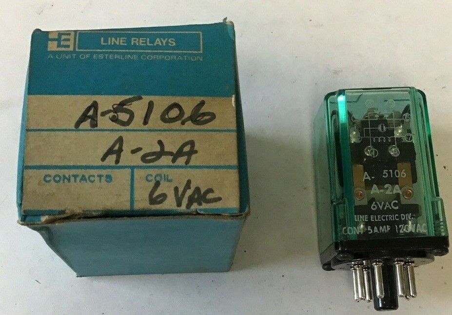 LINE ELECTRIC A-5106 RELAY A-2A 6VAC 5A