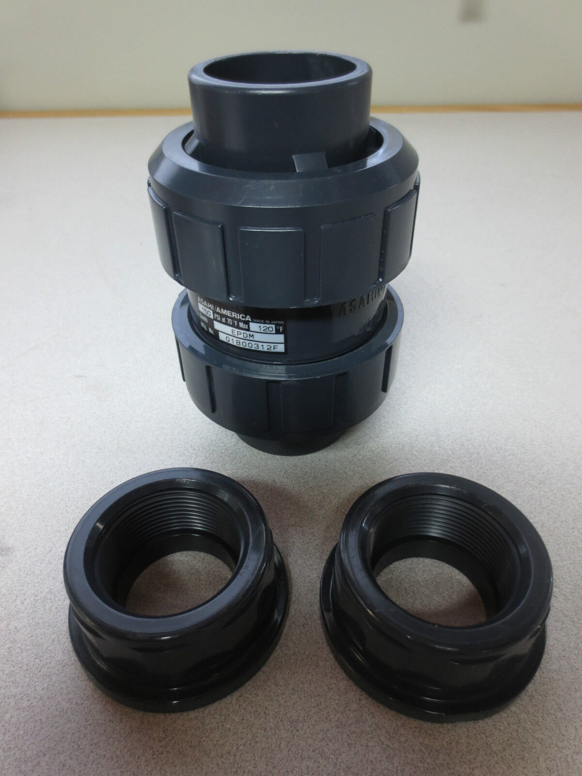 RYANHERCO 5109A015 TRUE UNION BALL CHECK VALVE PVC 150psi 01B00312F 1210-015 1.5