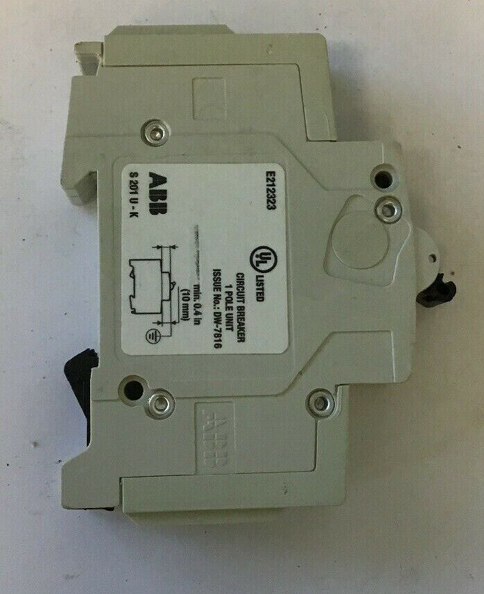 ABB S201U-K4A Circuit Breaker 1 Pole 4A 240VAC 50/60Hz DIN Rail Mount