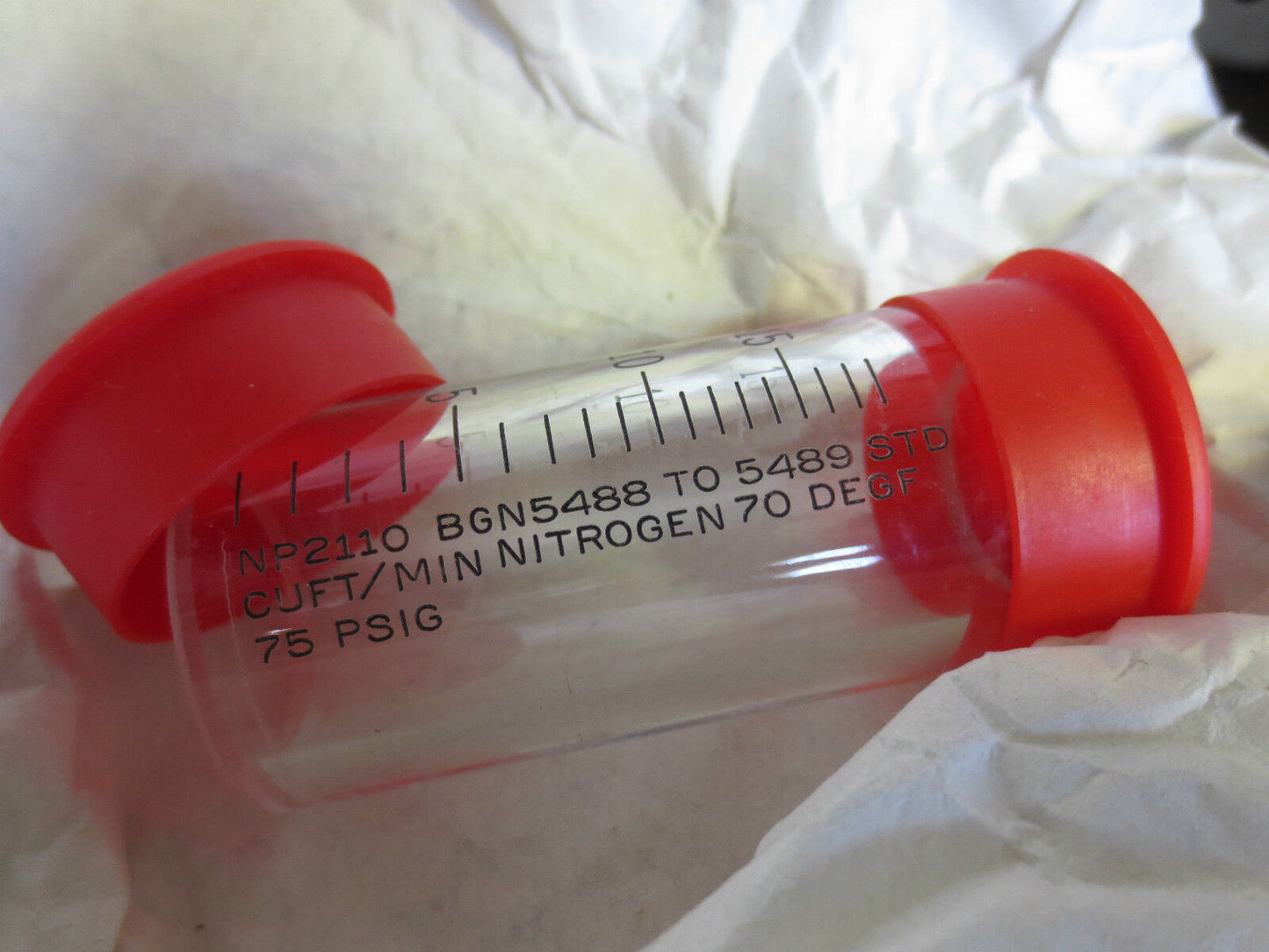 NP2110 GN5488 TO 5489 STD CuFt/MIN NITROGEN 70DEG 75 PSIG CALIBRATED GLASS SCALE
