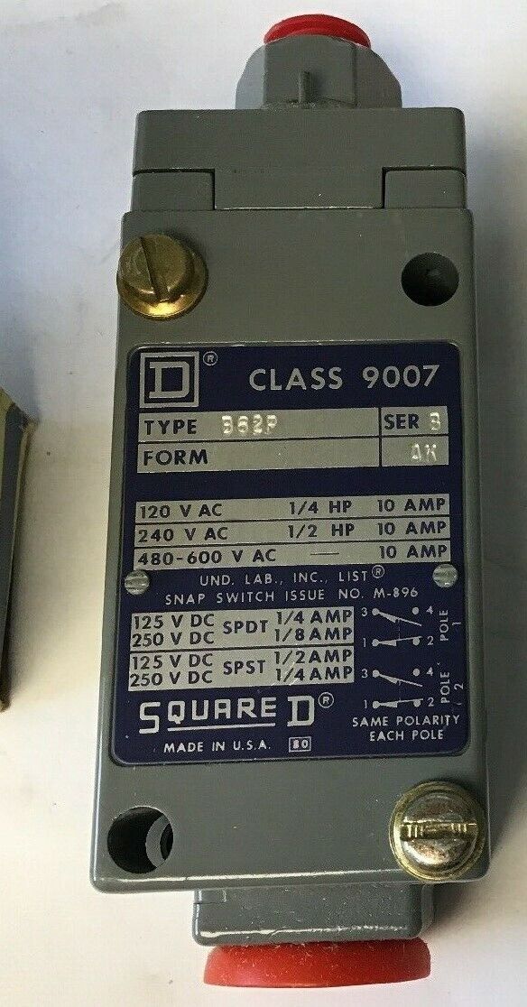 SQUARE D 9007 B62P LIMIT SWITCH SER. B
