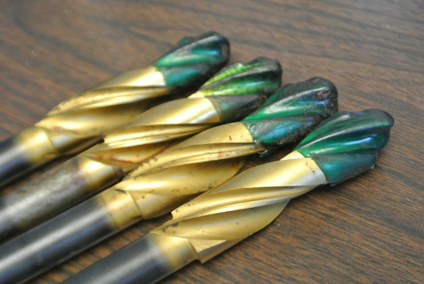 LOT of 4 / TANGED 3/4" 2-FLUTE DRILL BITS / REGROUND 1/2" - 3/4" STEP DRILL (?)