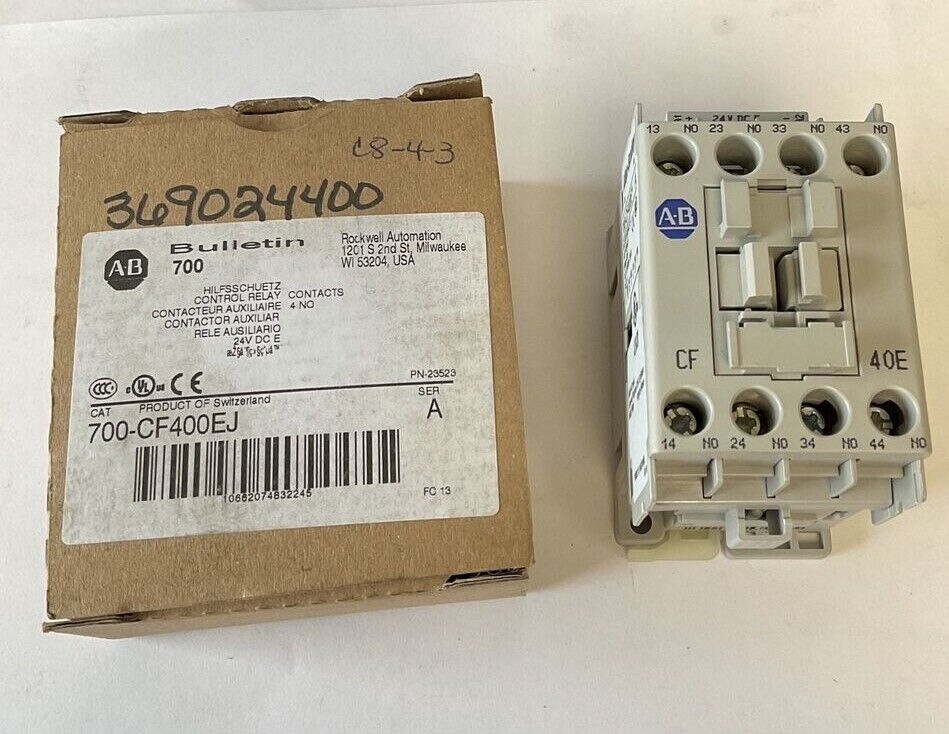 ALLEN BRADLEY 700-CF400EJ CONTACTOR SER.A 24VDC