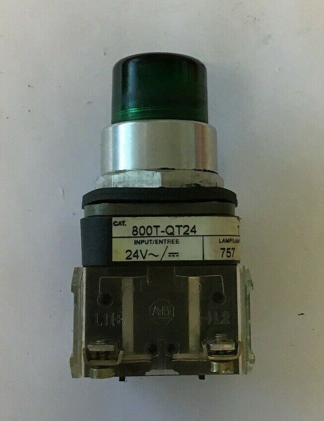 ALLEN-BRADLEY 800T-QT24 SER. T GREEN PUSHBUTTON SWITCH 24VAC/DC #757 LAMP