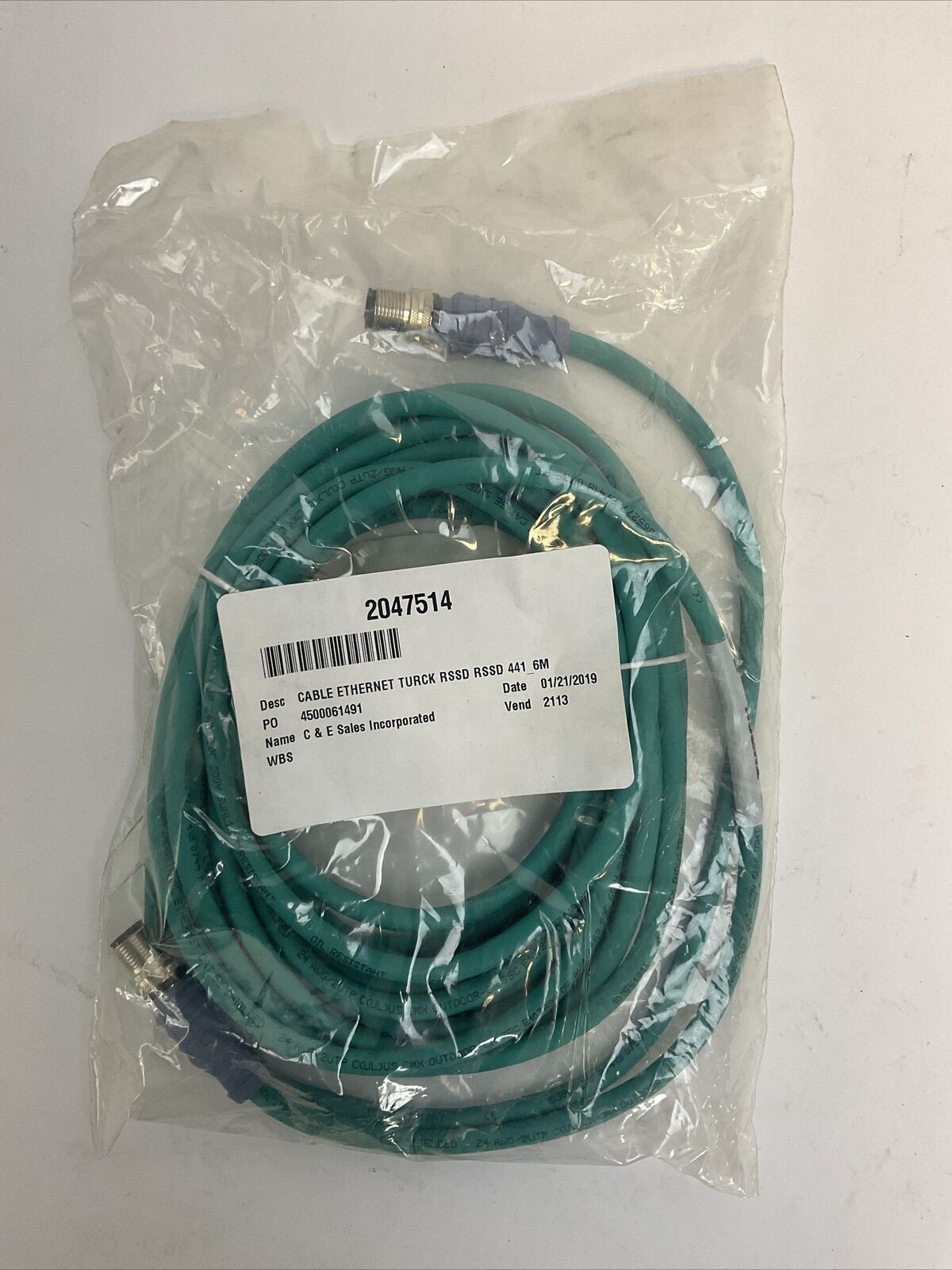 TURCK RSSD RSSD 441-6M CORDSET ETHERNET EXTENSION CABLE 6 METERS