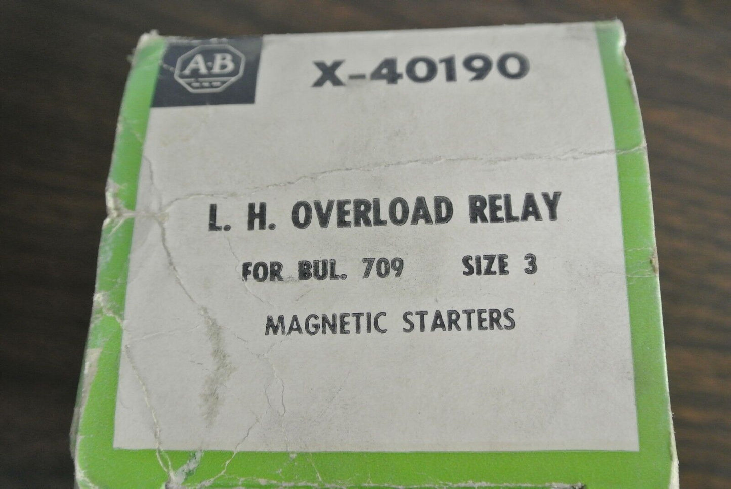 ALLEN-BRADLEY X-40190 L. H. OVERLOAD RELAY for 709 SERIES SIZE 3 STARTERS