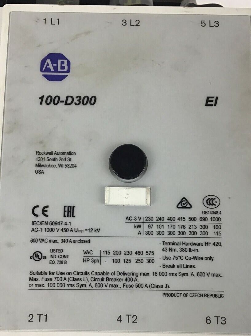 ALLEN BRADLEY 100-D300ED24 SER.B REVERSING STARTER W/ 193-EEKG SER.C