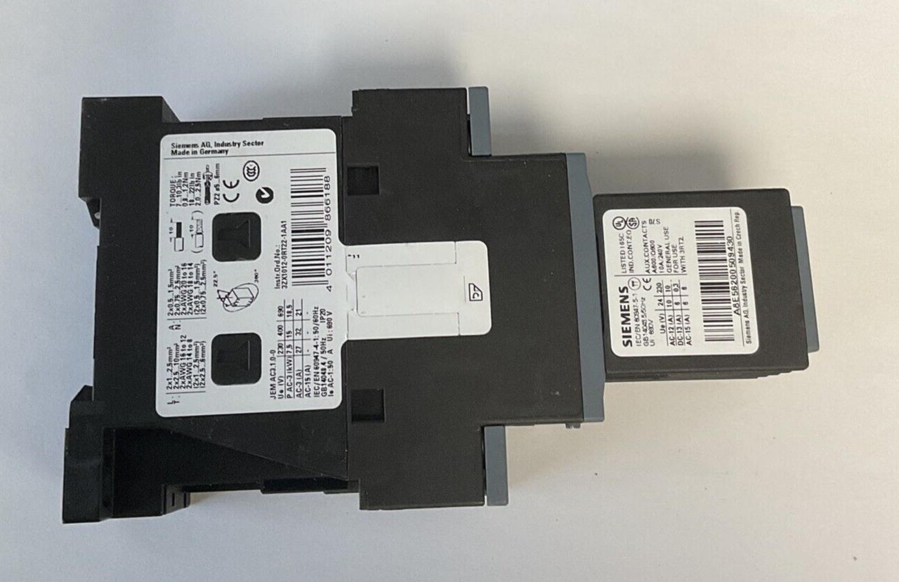 SIEMENS 3RT2027-1FB44-3MA0 CONTACTORS 24VDC 42A