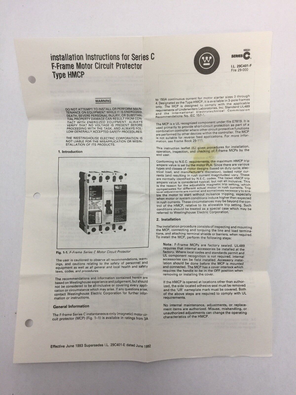 CUTLER-HAMMER HMCP003A0CJ01 MOTOR CIRCUIT PROTECTOR 600VAC 250VDC 3AMP SERIES C