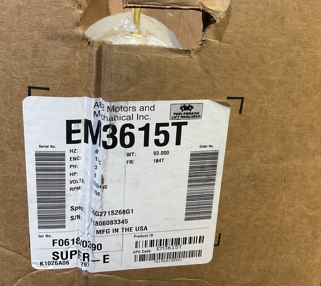 BALDOR EM3615T ELECTRIC MOTOR 3PH 5HP 1750RPM 230/460V