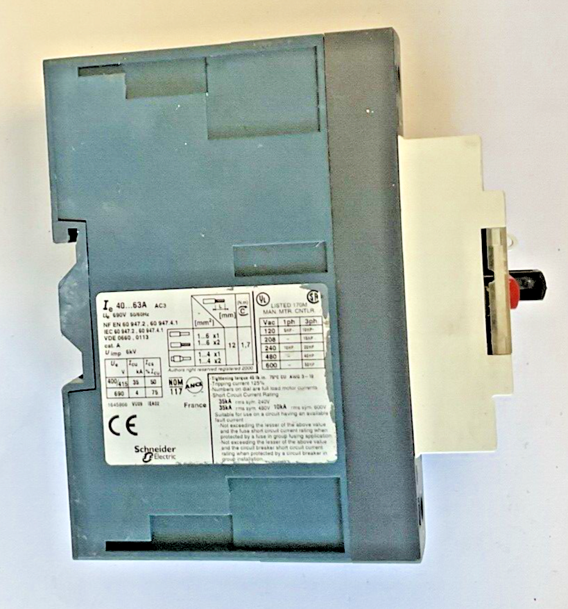 TELEMECANIQUE SQUARE D GV3ME63 40-63A W/ GV3A01