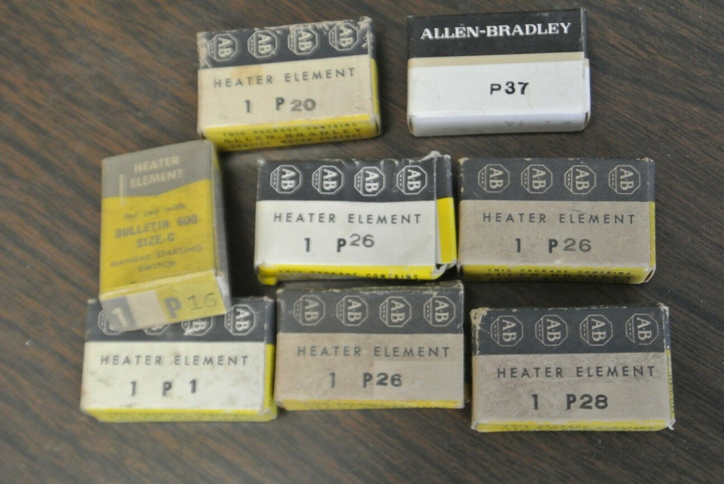 LOT of 8 / ALLEN-BRADLEY THERMAL OVERLOAD HEATER ELEMENTS P1, P16, P20, P26, P37
