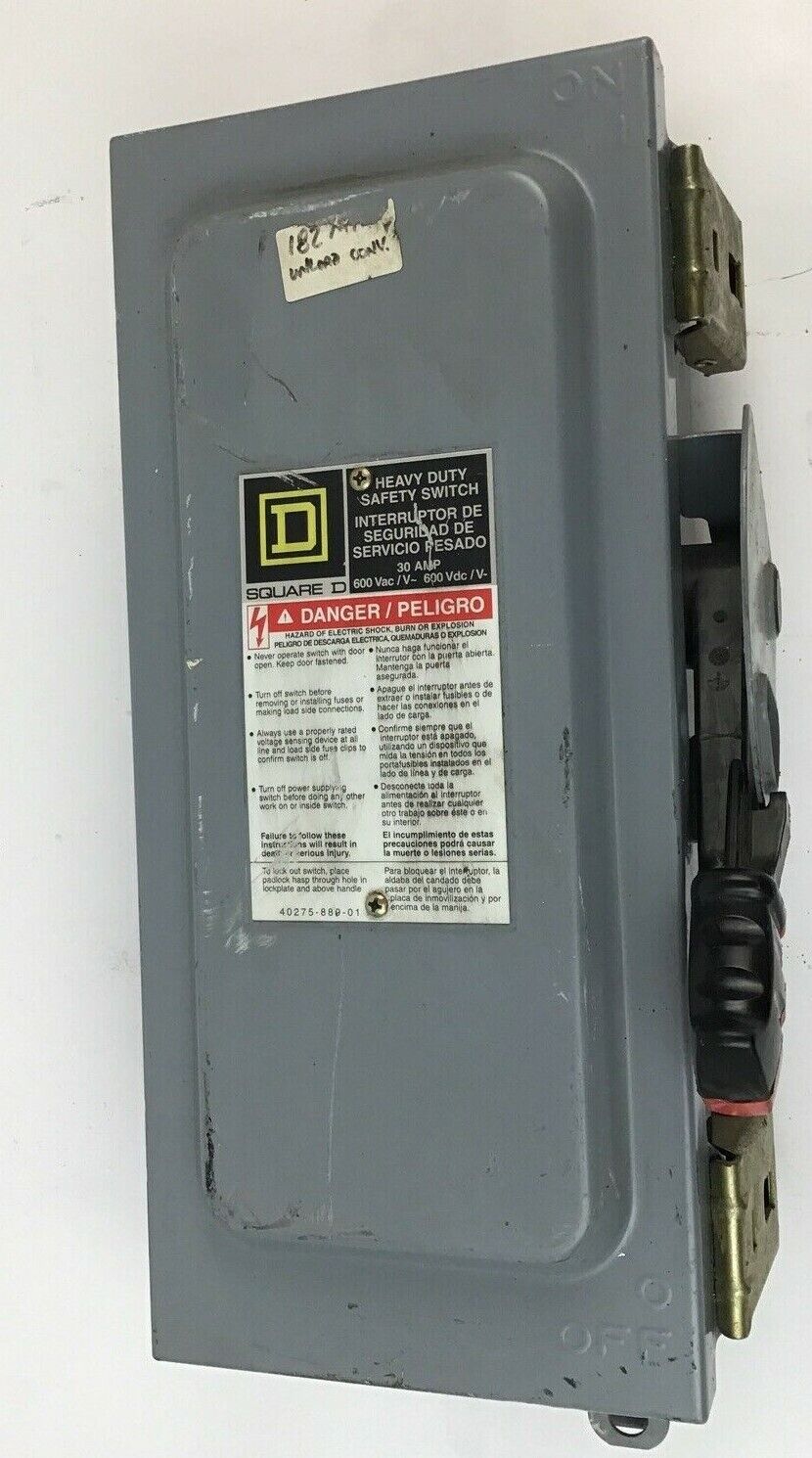 SQUARE D HU361AWK SAFETY SWITCH NON FUSIBLE 30A SER.F1 50/60HZ