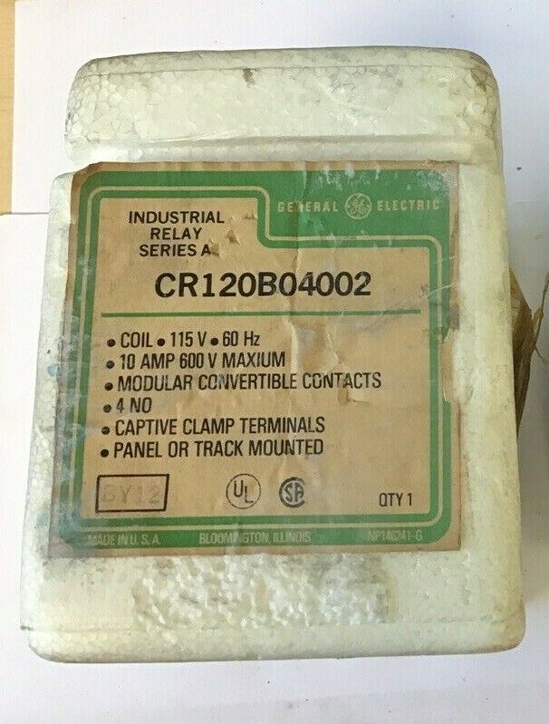 GENERAL ELECTRIC CR120B04002 IDUSTRIAL RELAY SER.A 115V 60HZ 10A