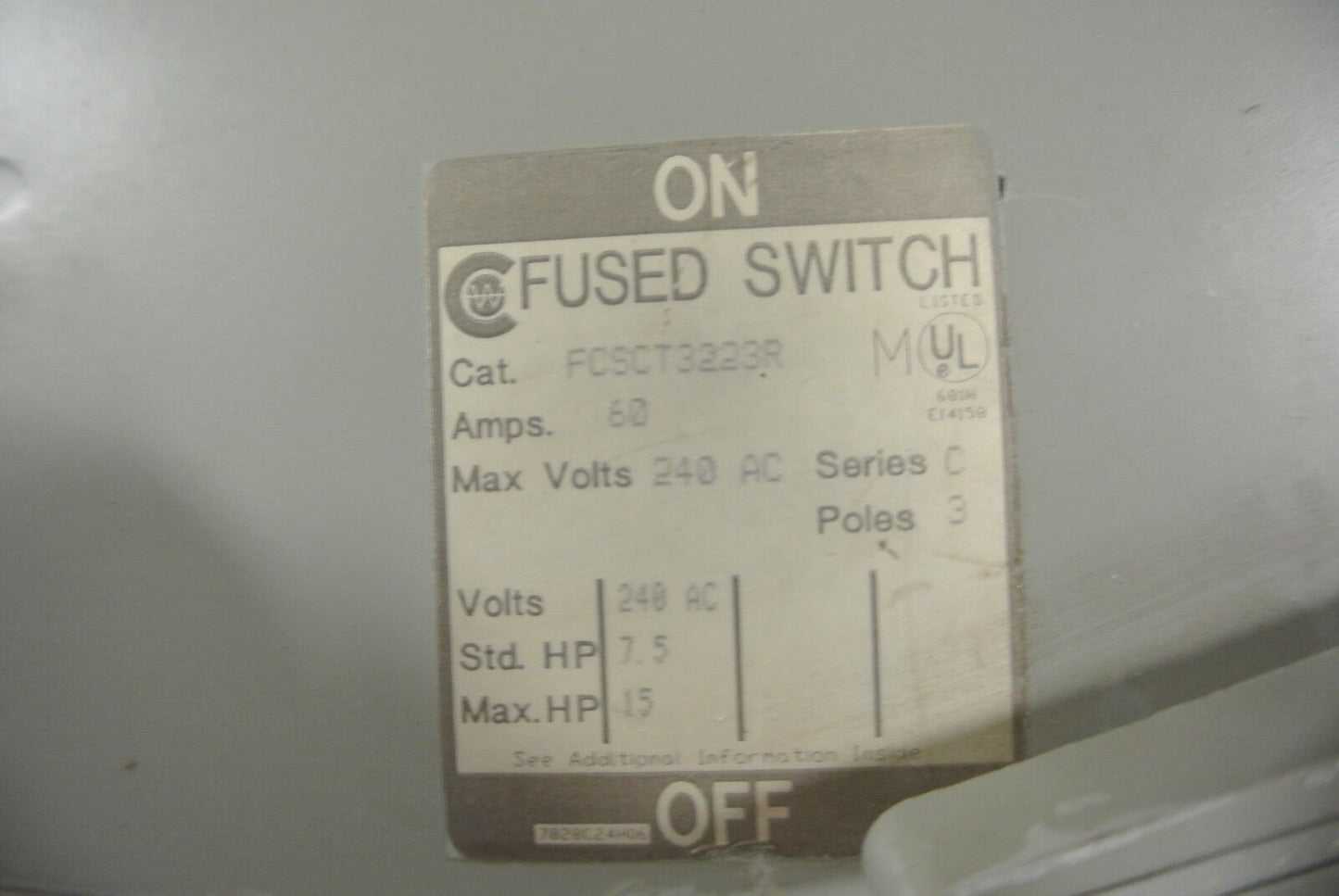 CHALLENGER FCSCS323R - TWIN PANELBOARD SWITCH - 240V, 60A & 100A, 3 POLE