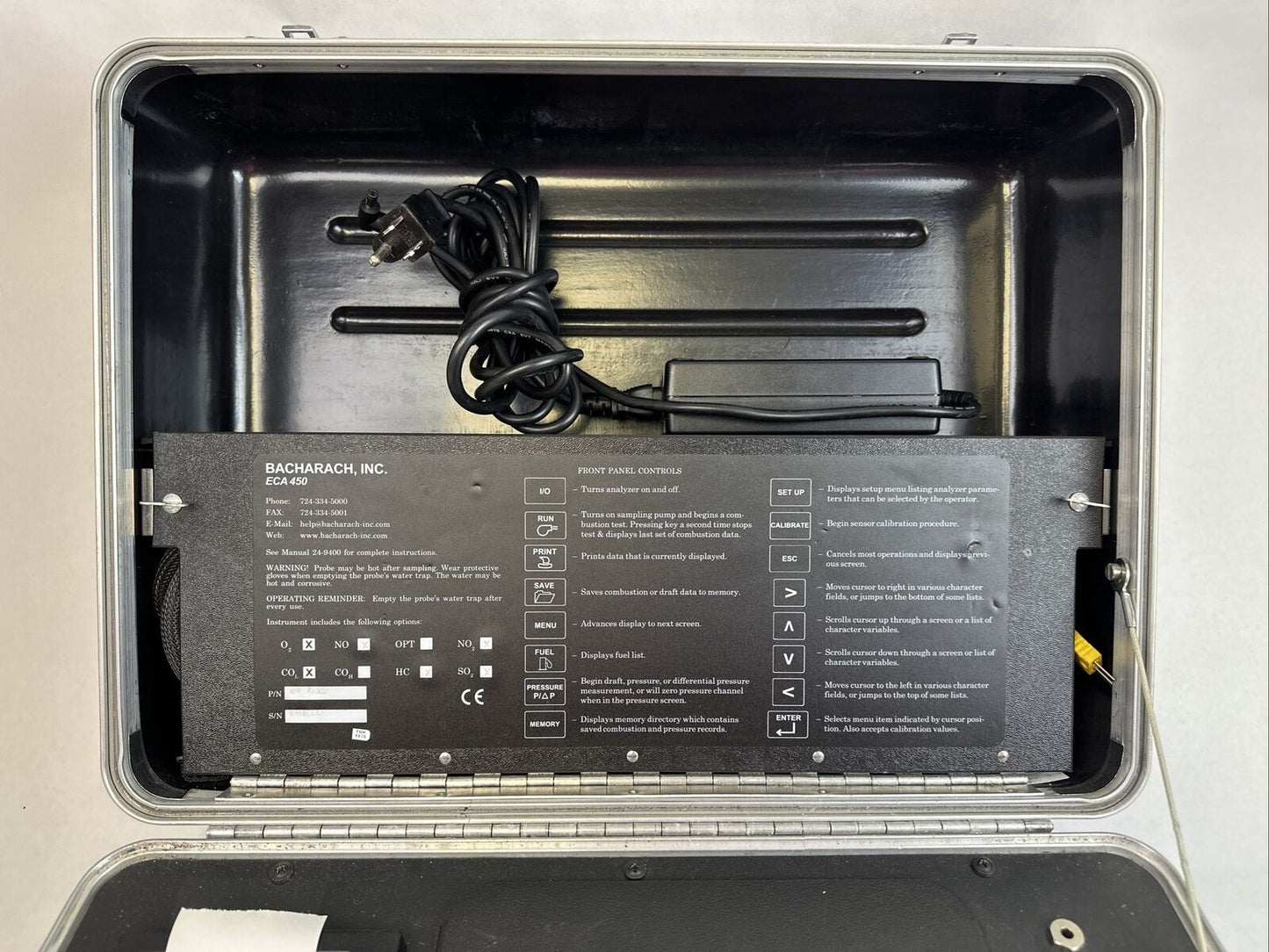 BACHARACH ECA 450 ENVIROMENTAL COMBUSTION ANALYZER VERSION 1.80 INPUT 100-240VAC