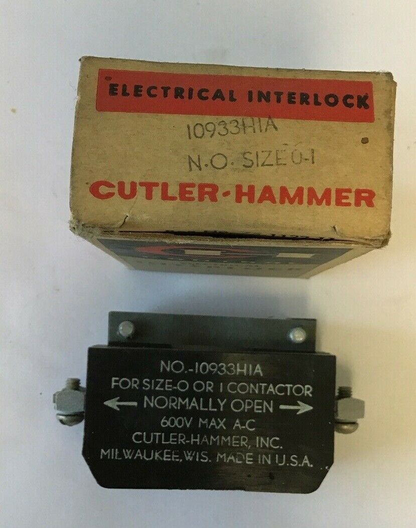 CUTLER HAMMER 10933H1A AUXILIARY CONTACT N.O. SIZE0-1***LOTOF2***