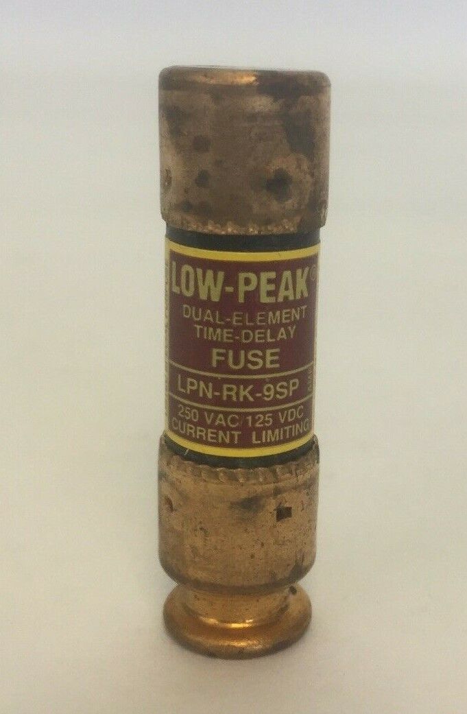 LOW-PEAK LPN-RK-9SP DUAL ELEMENT TIME DELAY FUSE 9AMP 250VAC 125VDC (LOT OF 9)