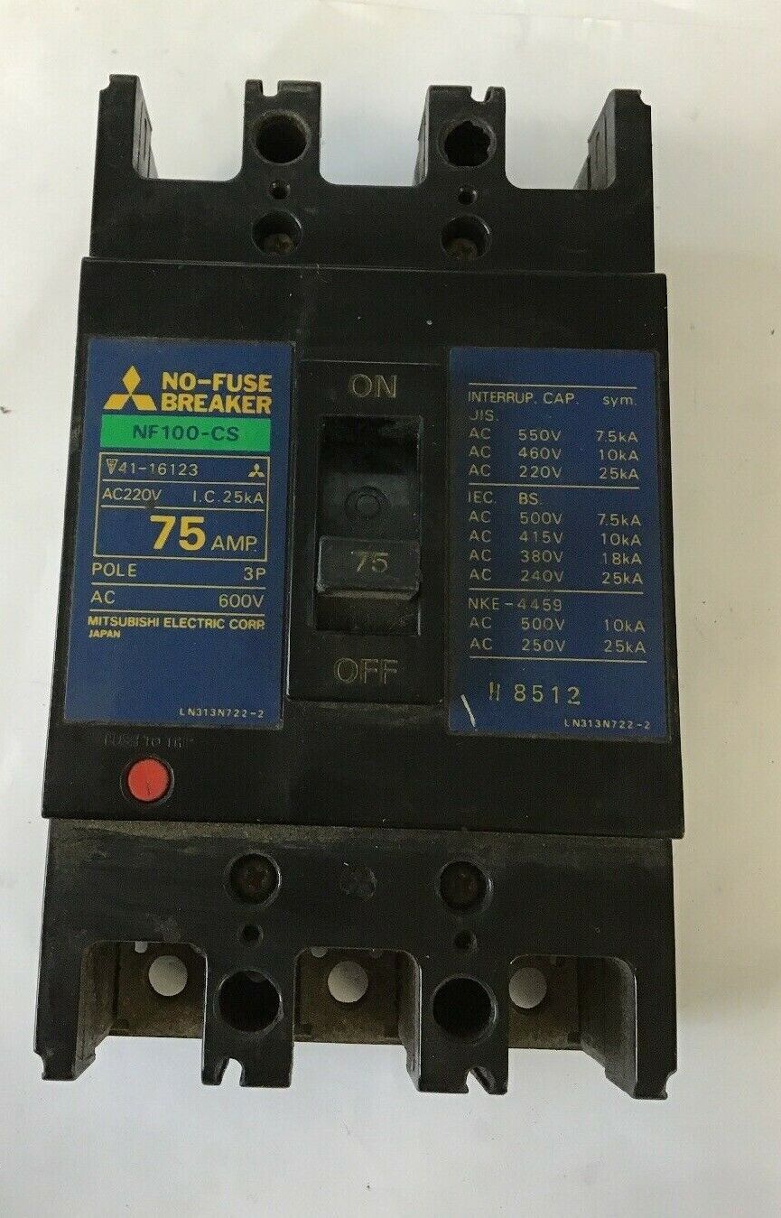 MITSUBISHI NF11-CS 75AMP NO-FUSE CIRCUIT BREAKER 600VAC 3POLE