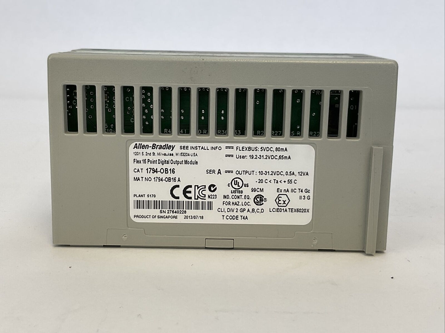 ALLEN BRADLEY 1794-OB16 SER A FLEX 16 POINT DIGITAL OUTPUT MODULE