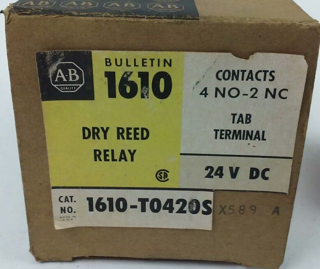 ALLEN BRADLEY, 1610-T0420SX589, SER. A, DRY REED RELAY, 24VDC, 1A, 15VA, NEW