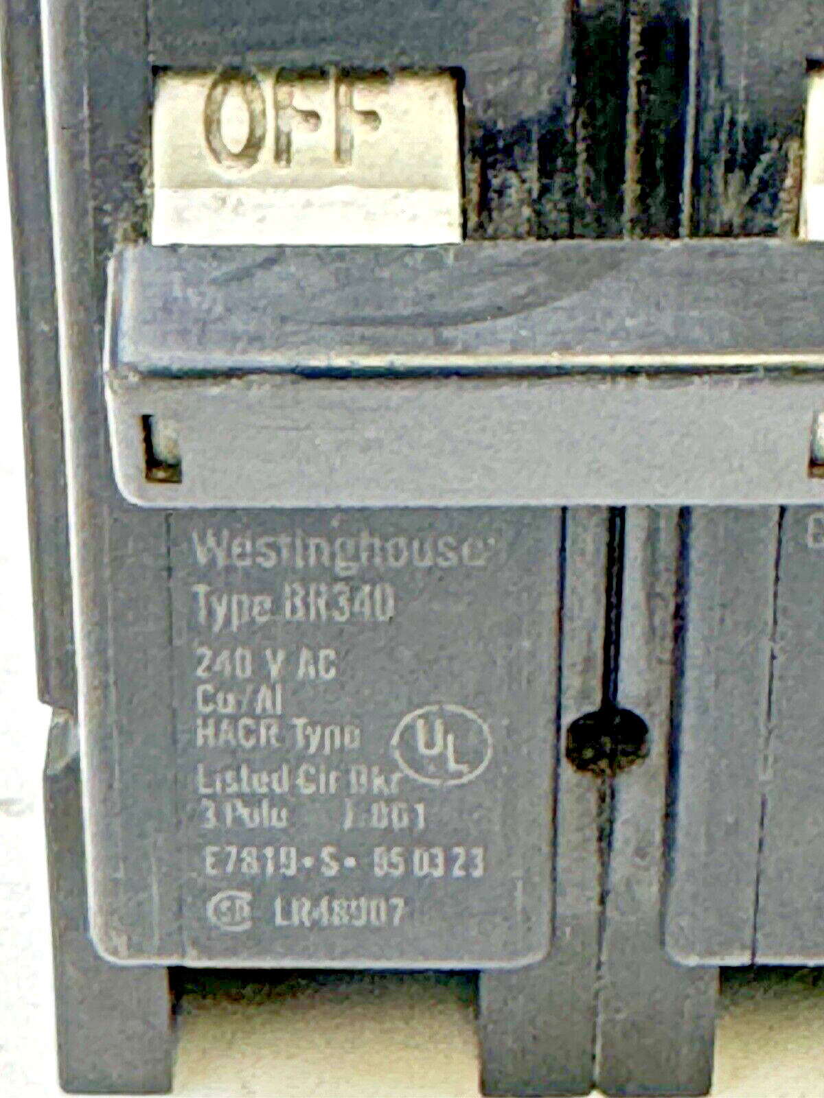 WESTINGHOUSE - BR340 - SNAP-IN CIRCUIT BREAKER - 3 POLE/40A/240 VAC