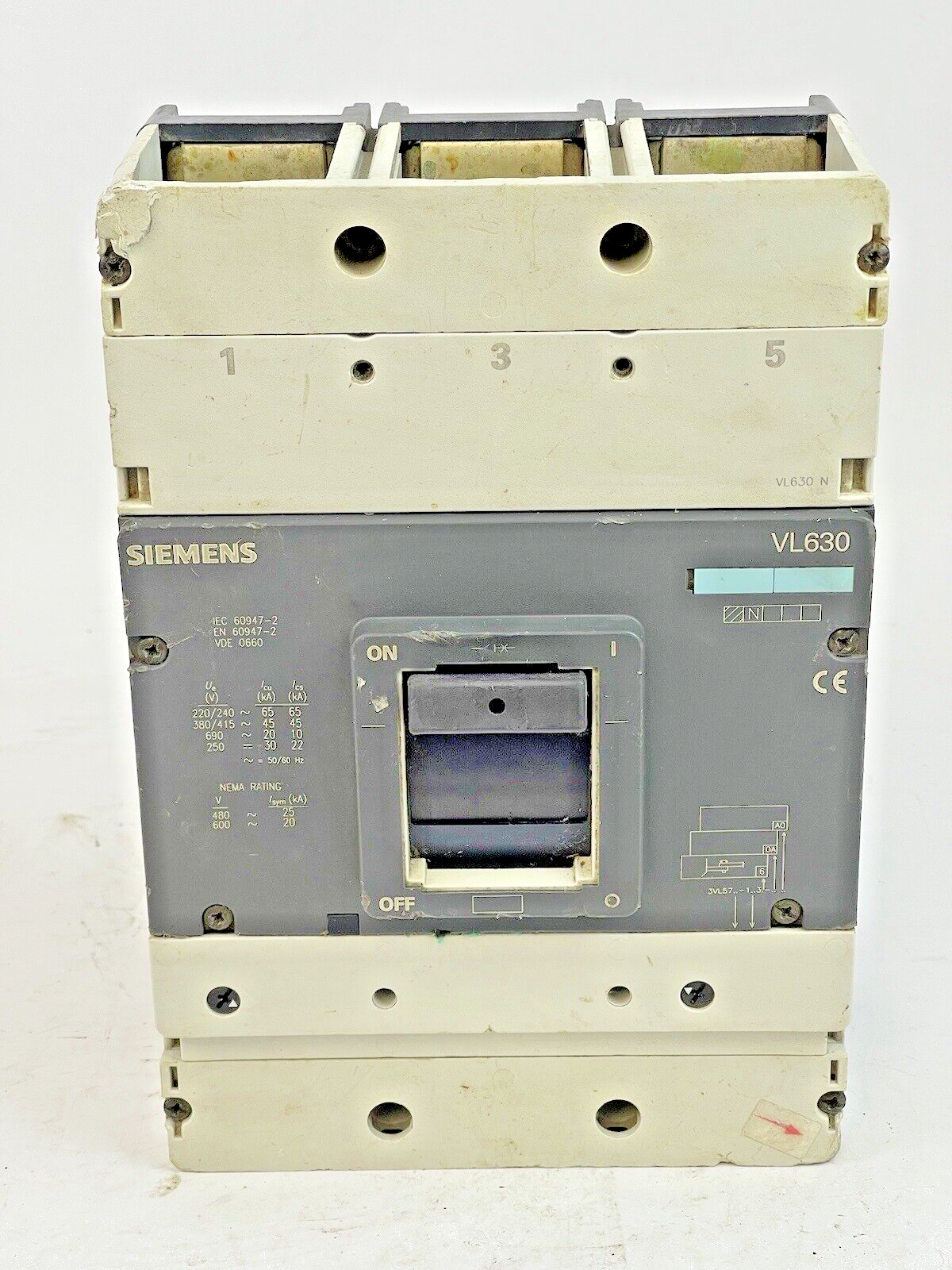 SIEMENS - 3VL5763-1AA36-0AA0 - CIRCUIT BREAKER - VL630-3 PH/630 A/3 POLE/630 VAC