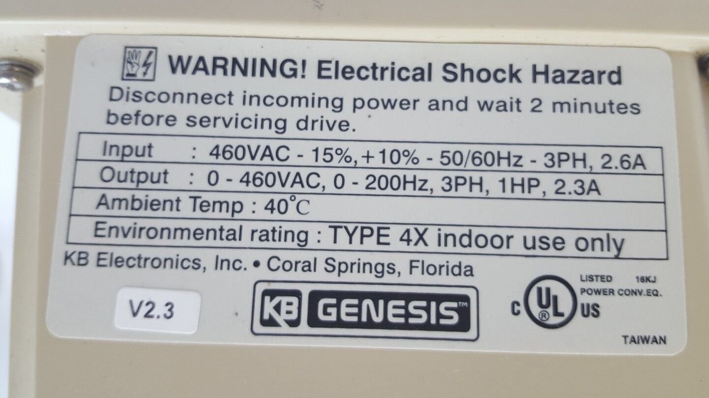KB ELECTRONICS GENESIS KBE2-4301-4 DIGITAL AC ADJUSTABLE SPEED DRIVE 460V 1HP