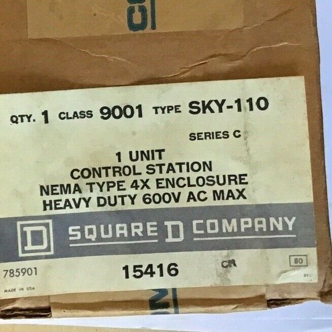 SQUARE D 9001 SKY-110 CONTROL STATION OFF/ON SWITCH ENCLOSURE SER.C 600VAC