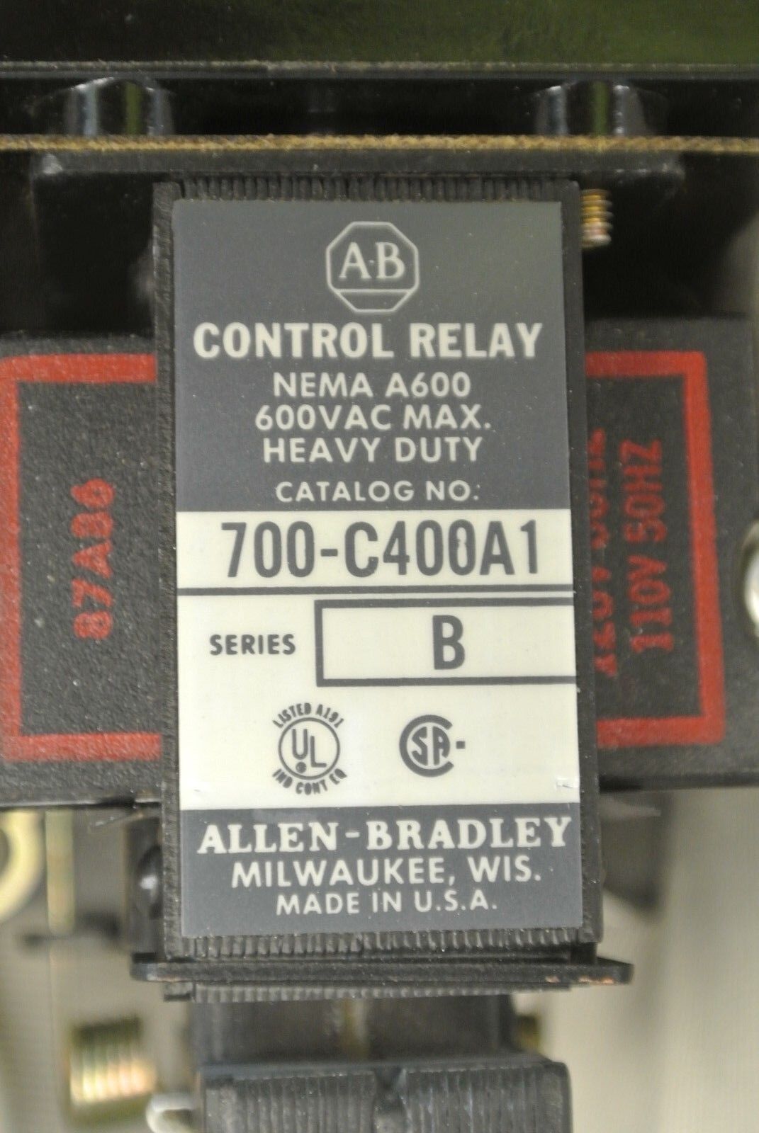 ALLEN-BRADLEY 700-C400A1 TYPE C AC RELAY / 110-120VAC / 4 N.O. / NEW SURPLUS