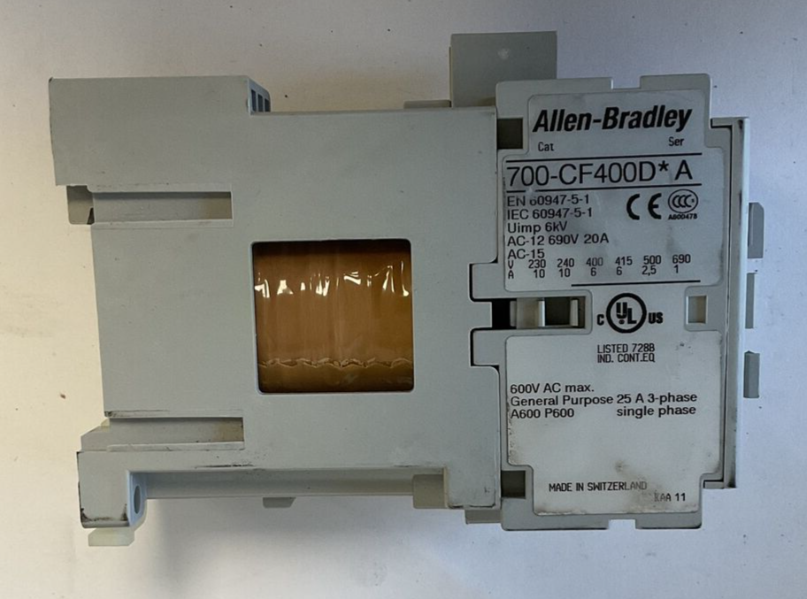 ALLEN BRADLEY 700-CF400D* CONTACTOR SER.A 690V 20A 24VDC
