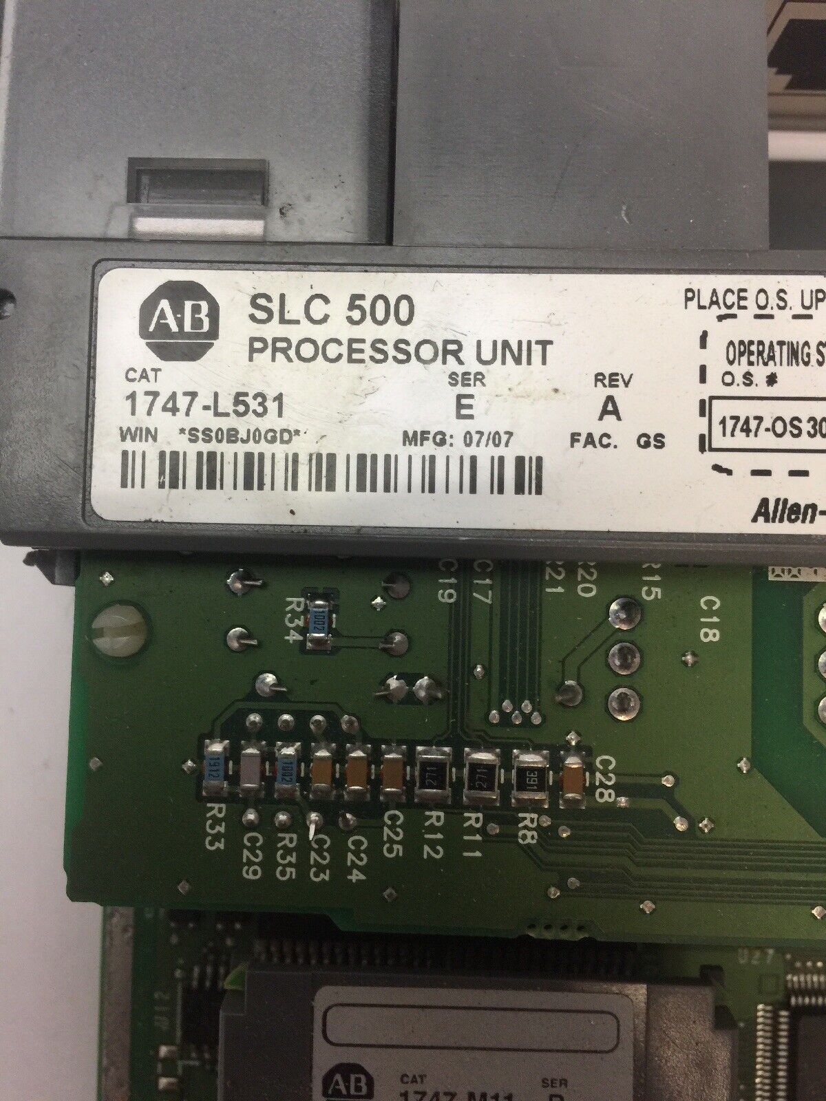 ALLEN BRADLEY 1747-L531 PROCESSOR UNIT 1747-M11 MEMORY 1761-CBL-AP00 CABLE