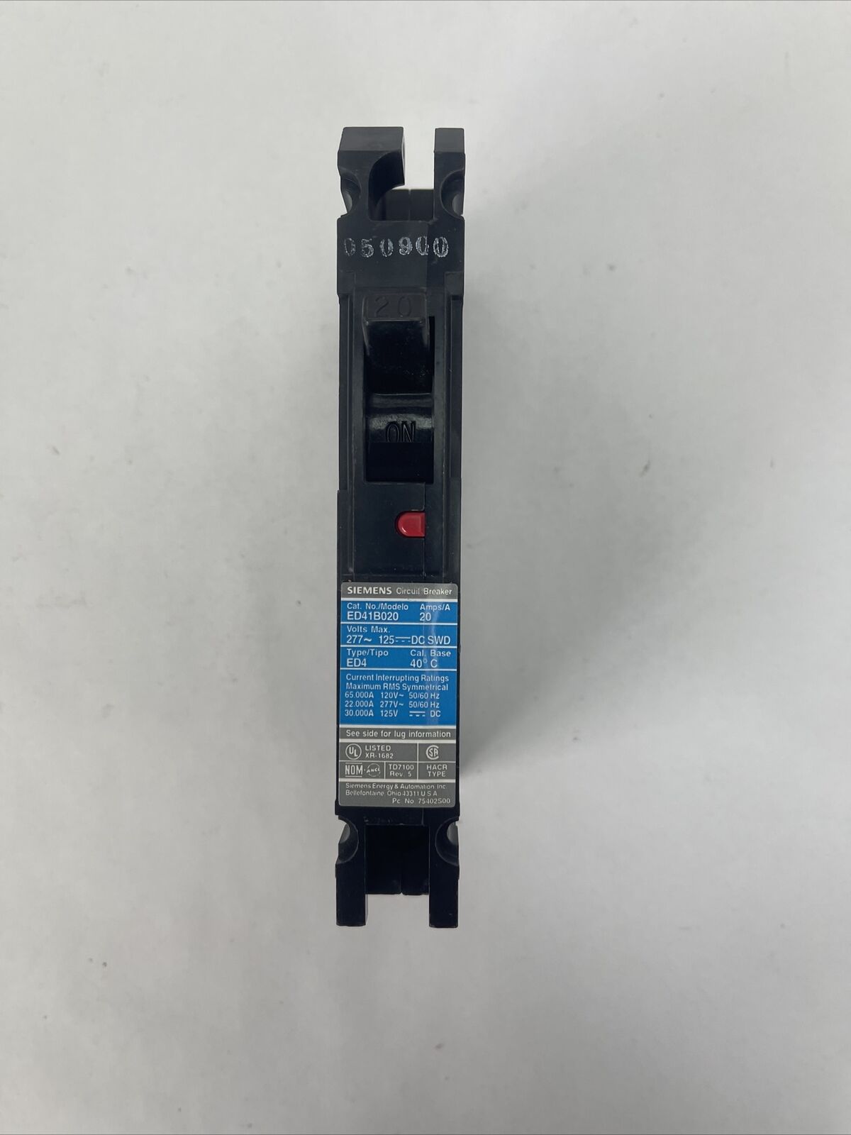 SIEMENS ED41B020 CIRCUIT BREAKER 20AMP 277VAC 125VDC 1POLE (LOT OF 3)
