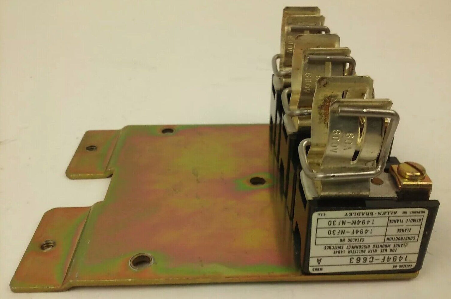 ALLEN BRADLEY 1494F-C663 SER. A,FUSE BLOCK ADAPTER PLATE KIT,60A,600V,W/X-401979