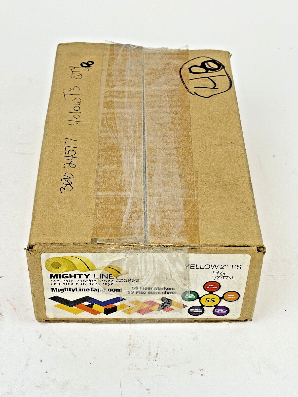 MIGHTY LINE TAPE - YELLOW T - BOX of 96 T'S - INDUSTRIAL TAPE - 6"X6"X2"