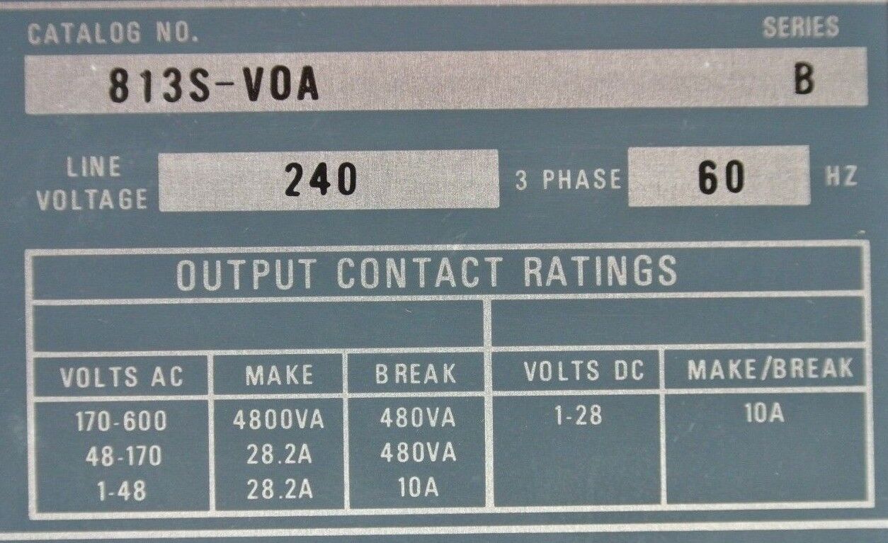 ALLEN-BRADLEY 813S-VOA Ser. B LINE VOLTAGE MONITOR RELAY 240V, 60Hz NEW SURPLUS