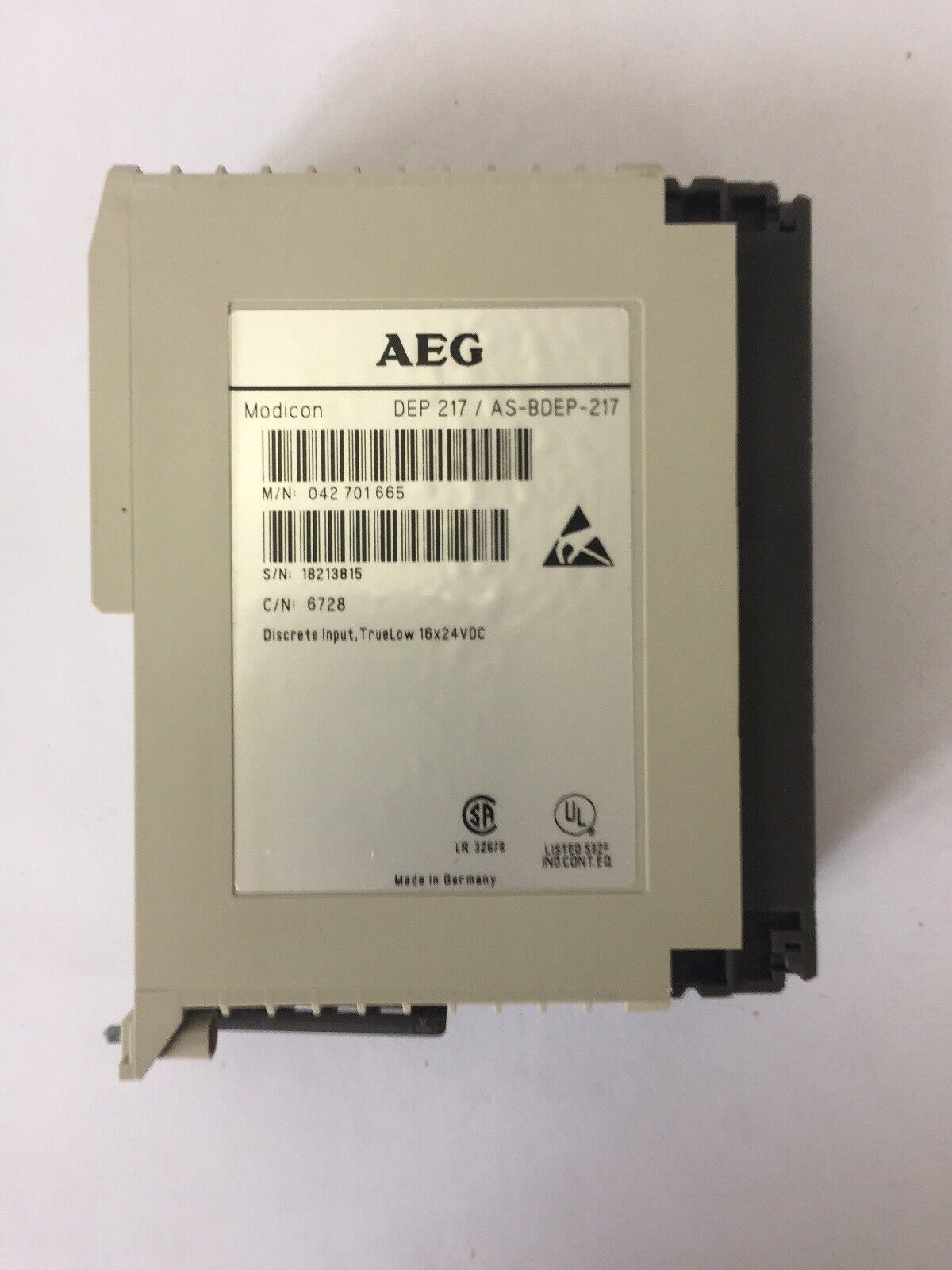 AEG MODICON DEP217/AS-BDEP-217 INPUT MODULE DISCRETE INPUT, TRUELOW 16 X 24 VDC
