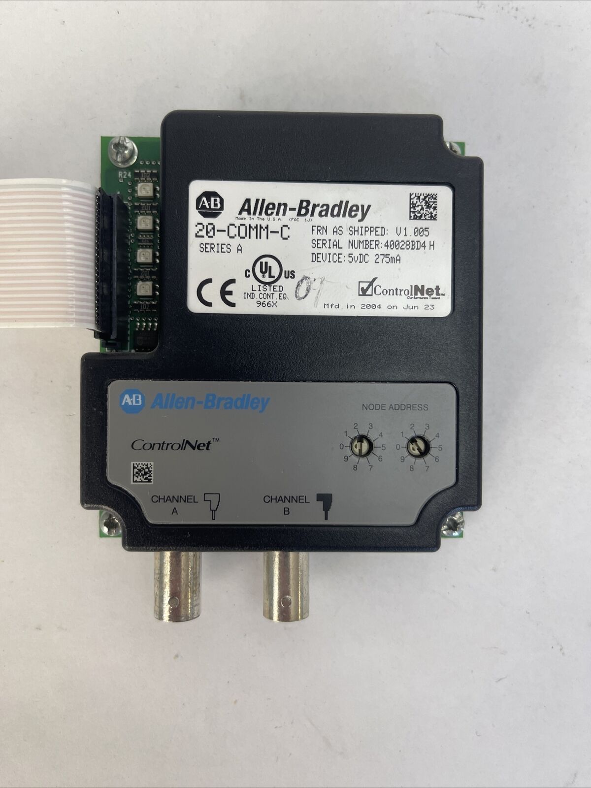 ALLEN BRADLEY 20-COMM-C COMMUNICATION ADAPTOR CONTROLNET FRN V 1.005 SERIES A
