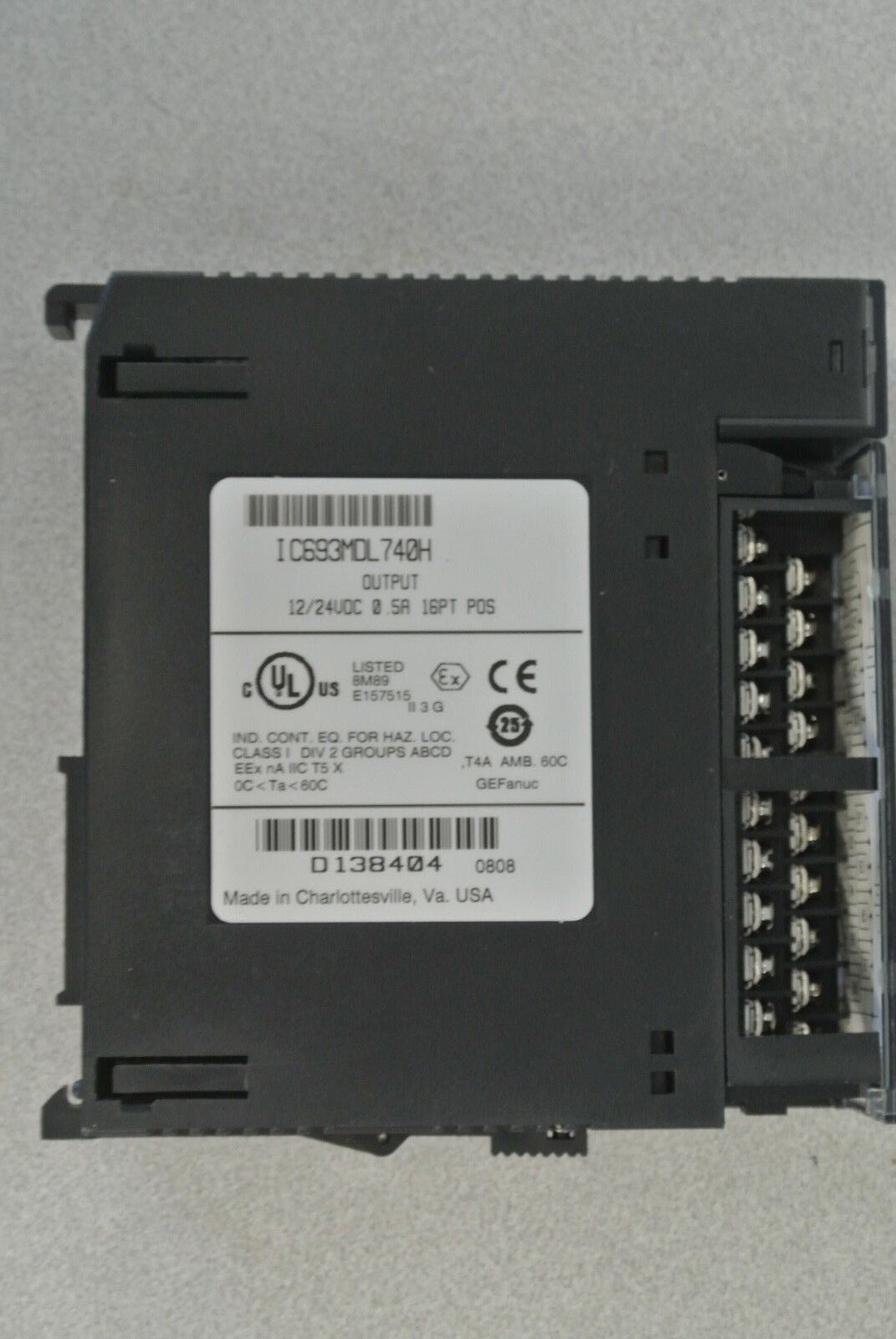 GE FANUC IC693MDL740H - OUTPUT MODULE - 12/24VDC, 0.5A, 16PT, POS