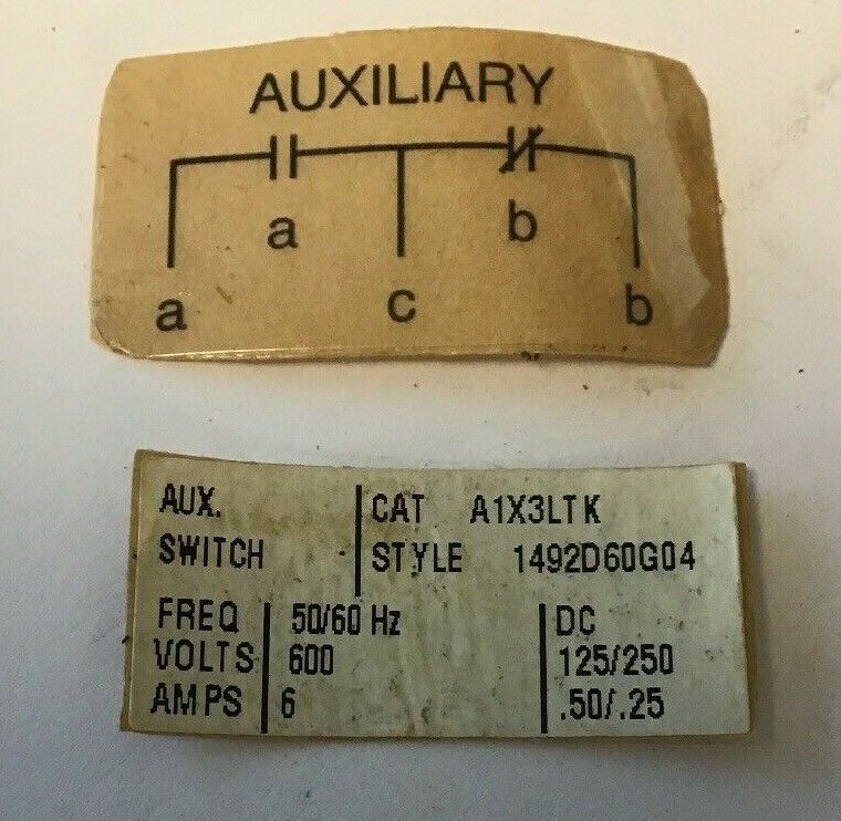 WESTINGHOUSE A1X3LTK AUXILIARY SWITCH 6A,600V,50/60HZ 125/250VDC
