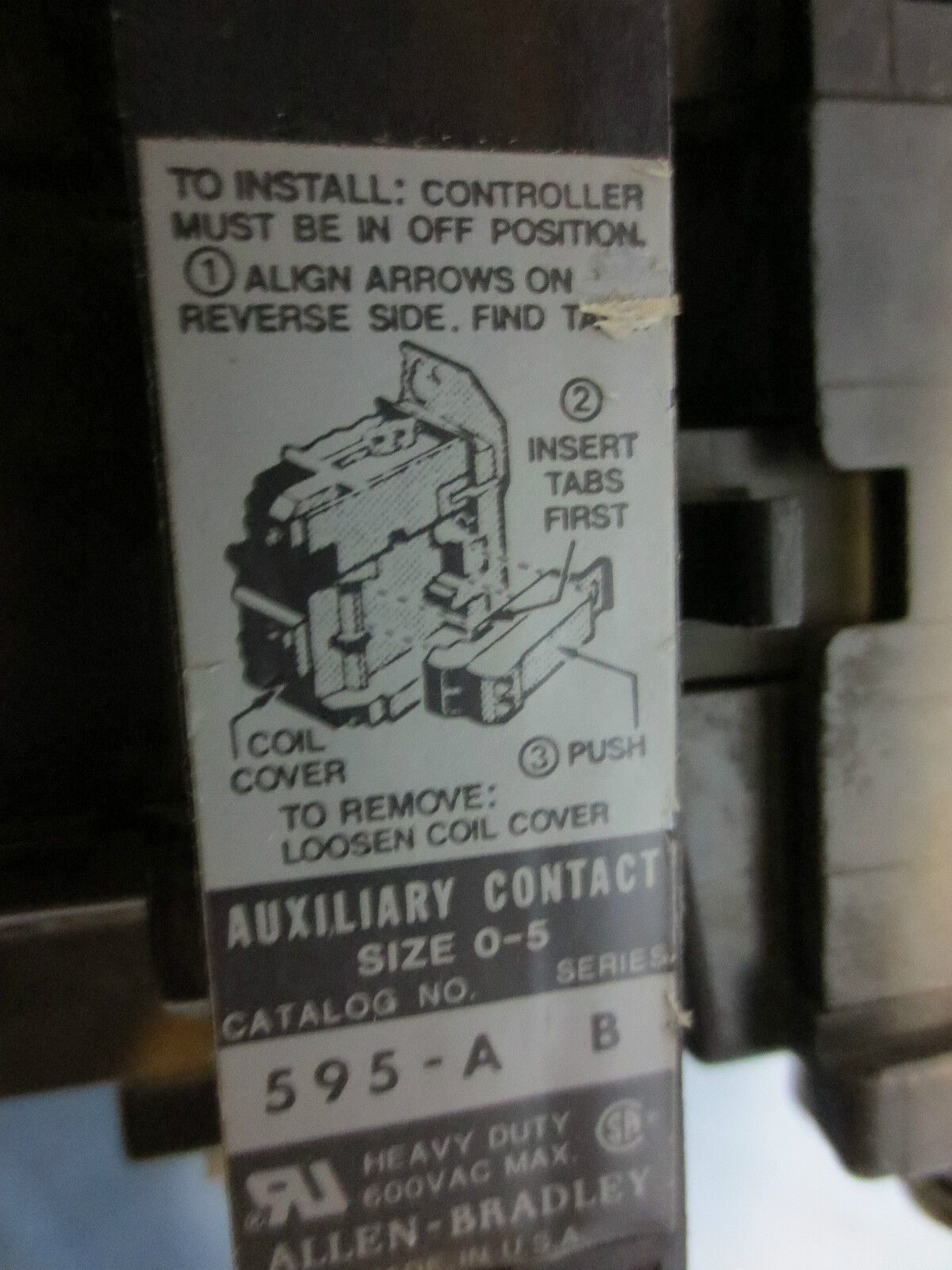 ALLEN-BRADLEY 505-AOD STARTER Ser C w/ W39 HEATERS, CB236 COIL, 595-A AUX CONT