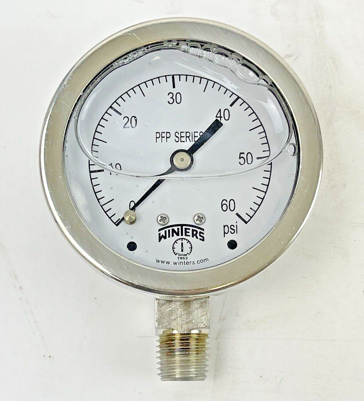 WINTERS - PFP823R1 - PRESSURE GAUGE - 2.5" DIAMETER, 1/4" NPT BTM, 0-60 PSI