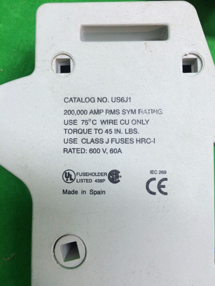 *LOT OF 6* GOULD ULTRASAFE CLASS J FUSEHOLDER US6J1I 600V 60A W/ FUSES