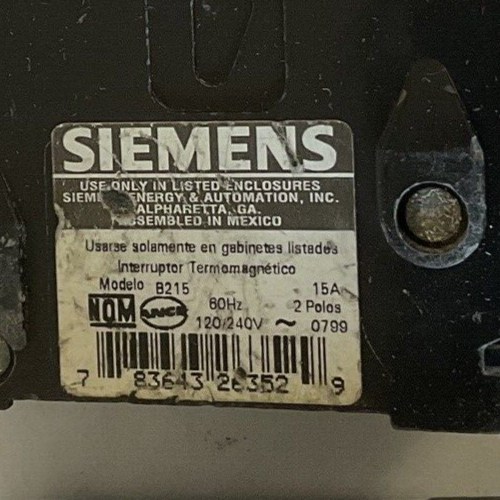 SIEMENS B215 CIRCUIT BREAKER 15AMP 2POLE 120/240VAC TYPE BL***LOTOF3***